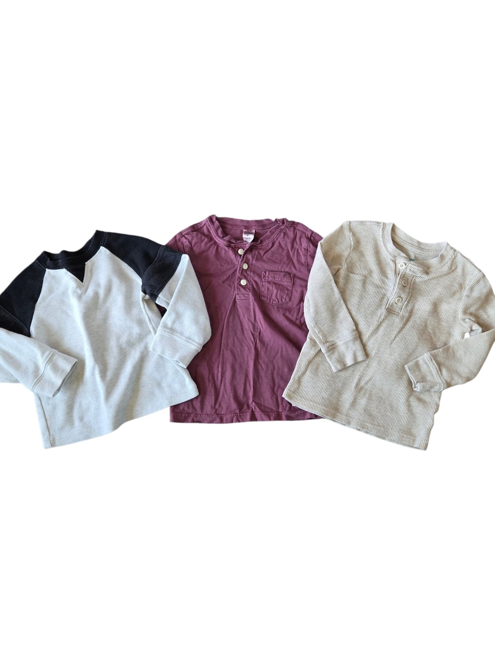 OshKosh B'gosh Long-Sleeve Henley & Raglan Set - Black, Burgundy, Beige